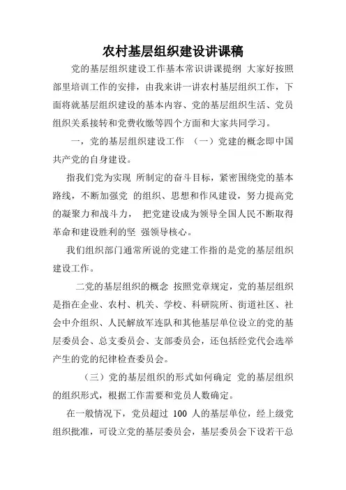 农村基层组织建设讲课稿.doc
