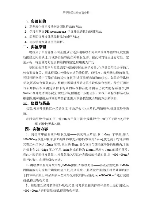 苯甲酸的红外光谱分析