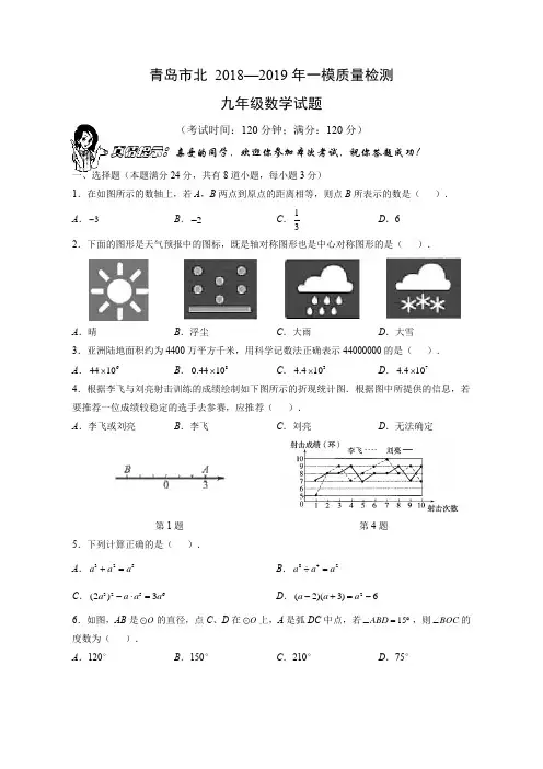 青岛市北九下一模2018-2019学年度数学试题