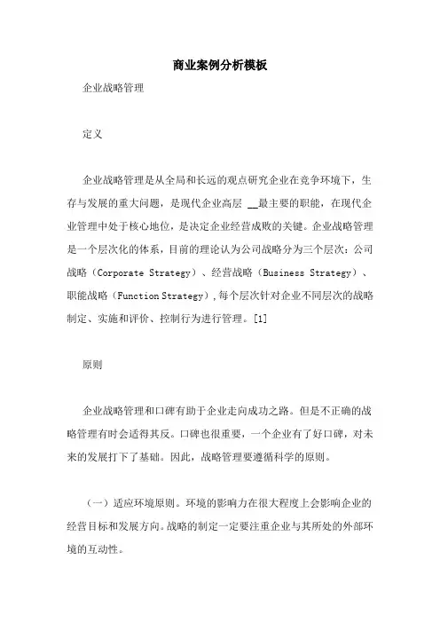 商业案例分析模板