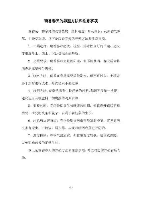 瑞香春天的养殖方法和注意事项