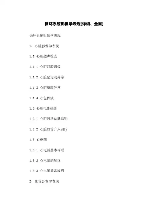 循环系统影像学表现(详细、全面)