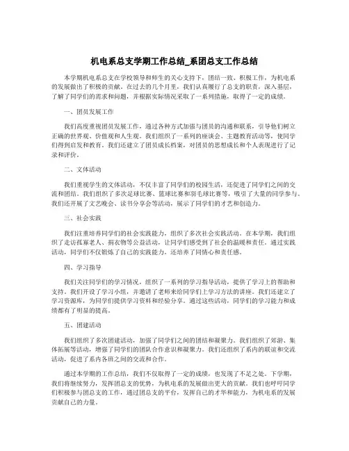 机电系总支学期工作总结_系团总支工作总结