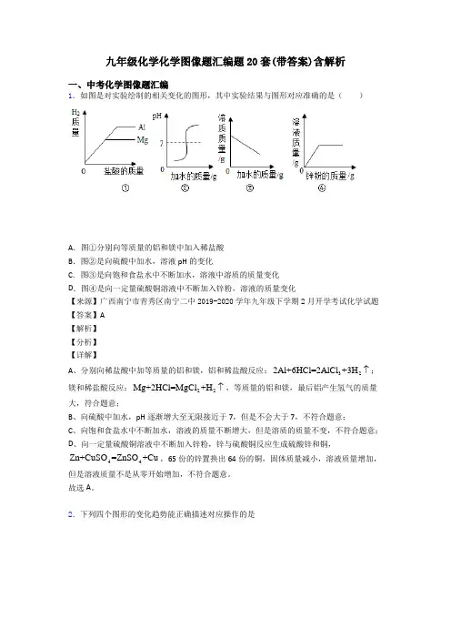九年级化学化学图像题汇编题20套(带答案)含解析