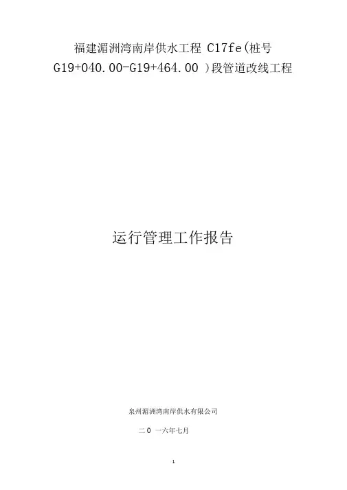 湄南供水公司运行管理工作报告