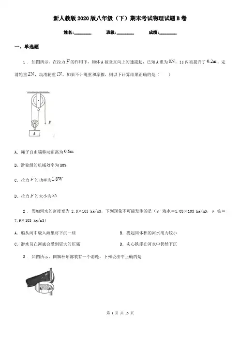 新人教版2020版八年级(下)期末考试物理试题B卷