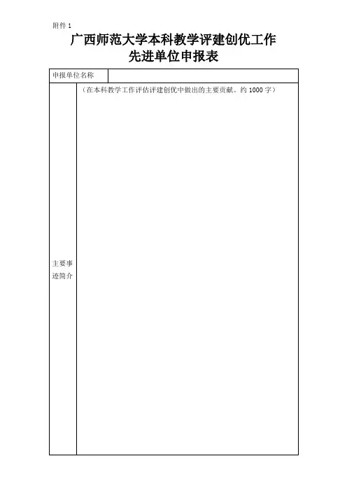 先进单位申报表