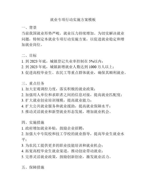 就业专项行动实施方案模板
