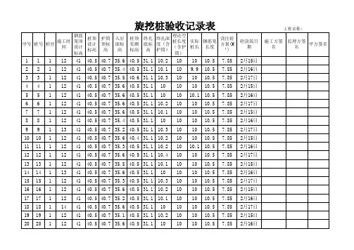 旋挖桩验收记录表