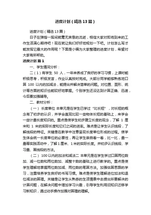 进度计划（精选13篇）