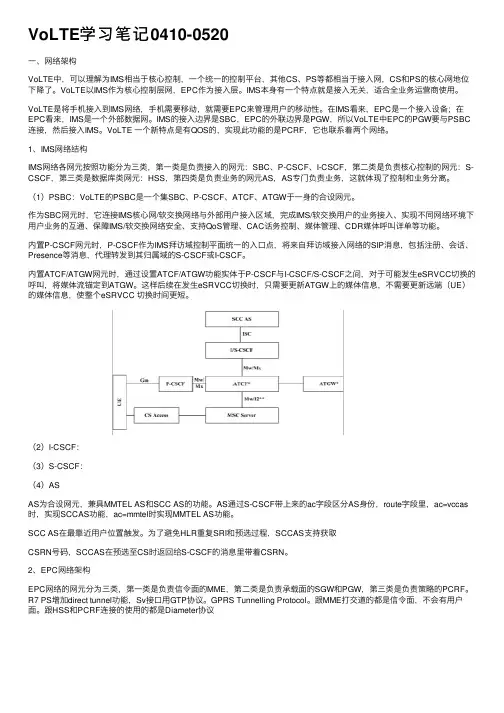 VoLTE学习笔记0410-0520