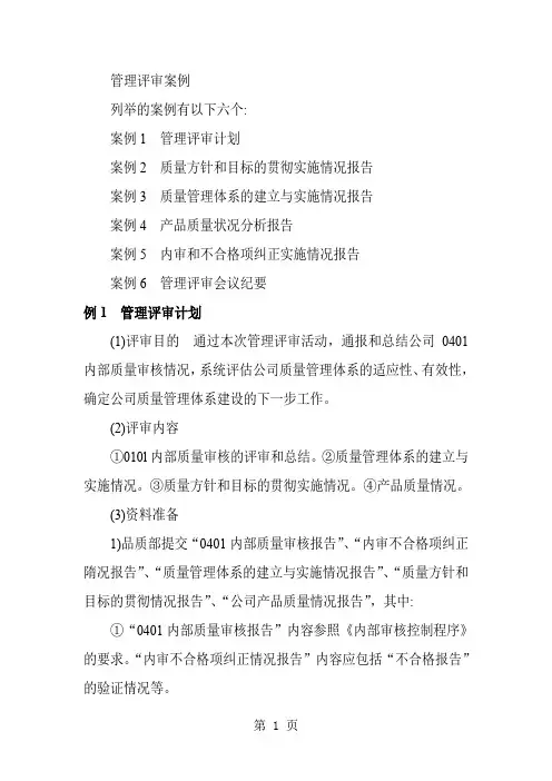 企业管理评审案例word精品文档15页