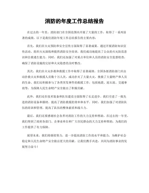 消防的年度工作总结报告