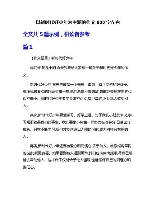 以新时代好少年为主题的作文800字左右