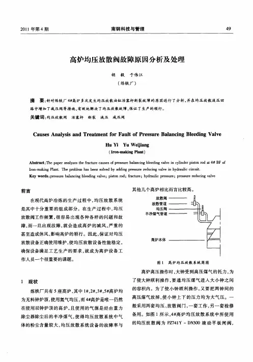 高炉均压放散阀故障原因分析及处理
