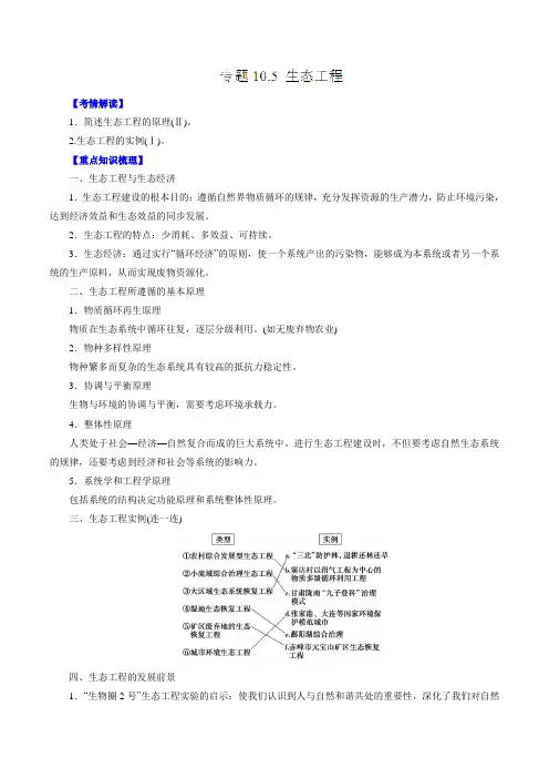 专题10.5 生态工程-2016年高考生物一轮复习精品资料(解析版)