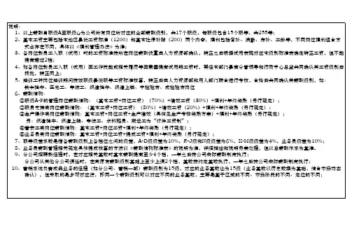 XX企业薪酬结构标准表