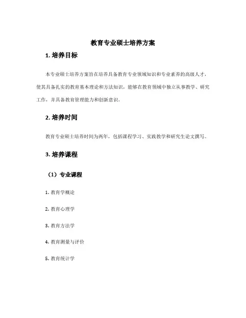 教育专业硕士培养方案