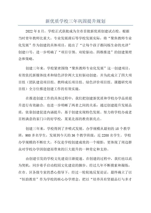 新优质学校三年巩固提升规划