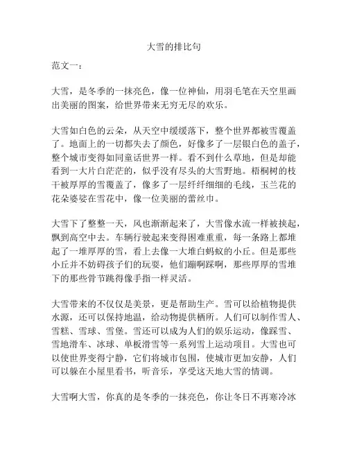 大雪的排比句
