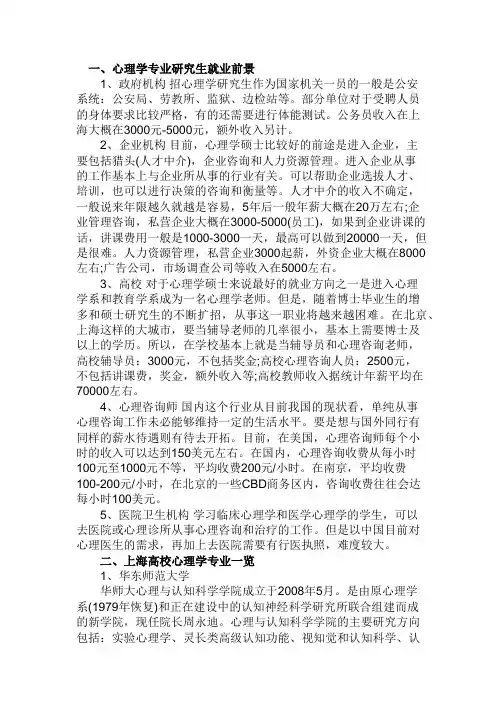 上海高校心理学专业一览与考研报考指南