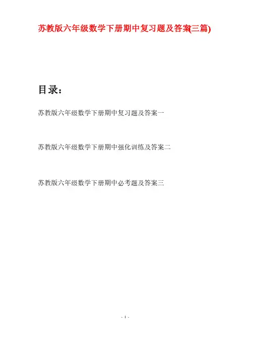 苏教版六年级数学下册期中复习题及答案（三套）