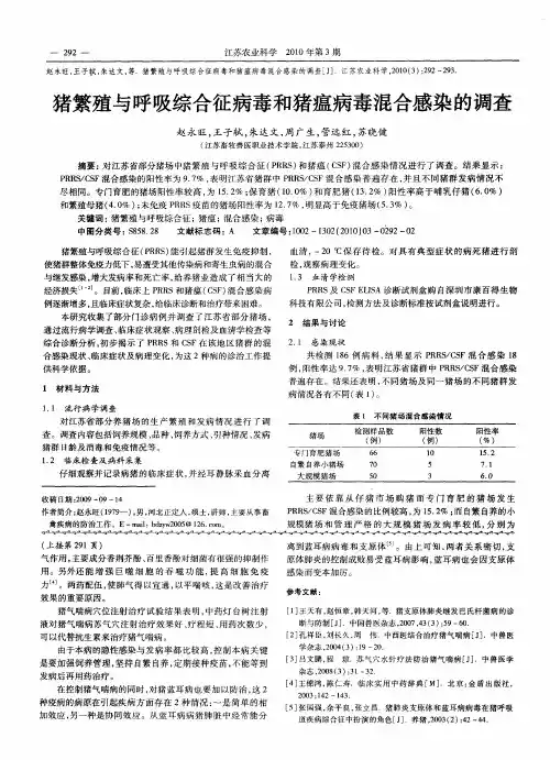 猪繁殖与呼吸综合征病毒和猪瘟病毒混合感染的调查