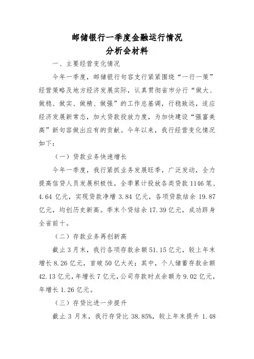 邮储银行向政府汇报工作的模板