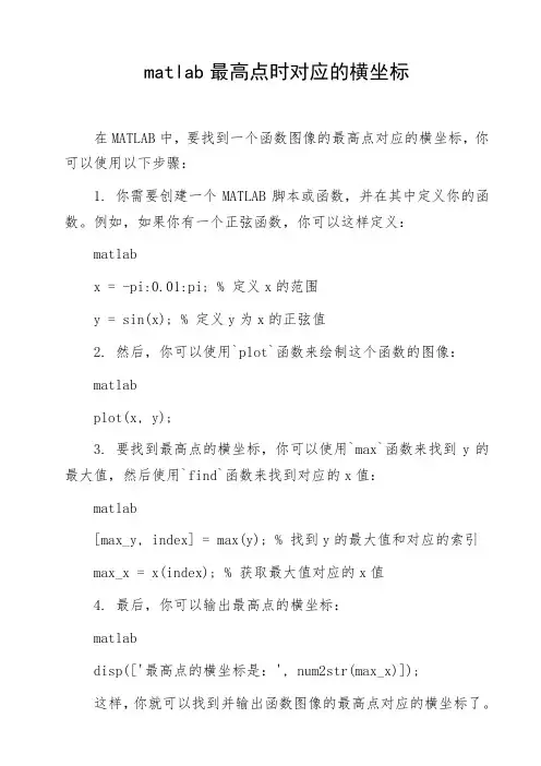 matlab最高点时对应的横坐标