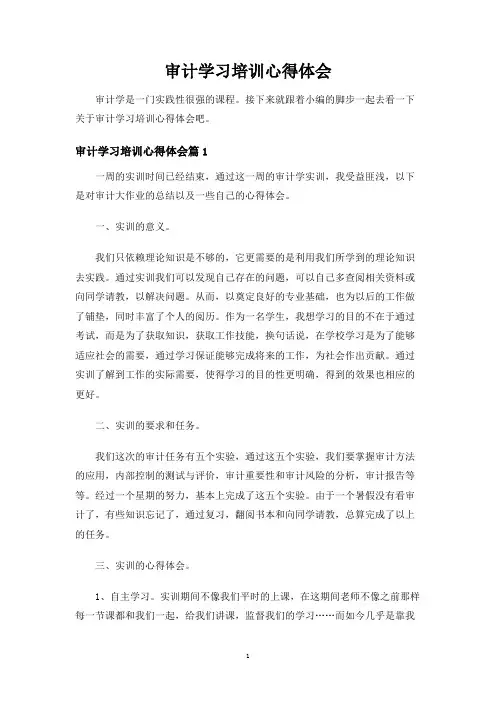 审计学习培训心得体会