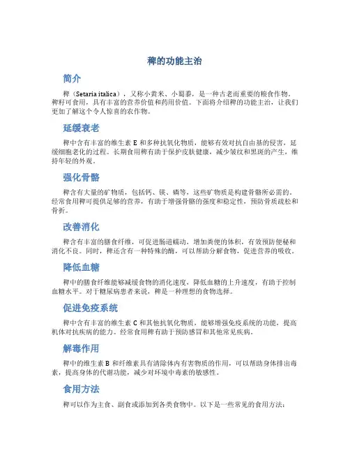 稗的功能主治