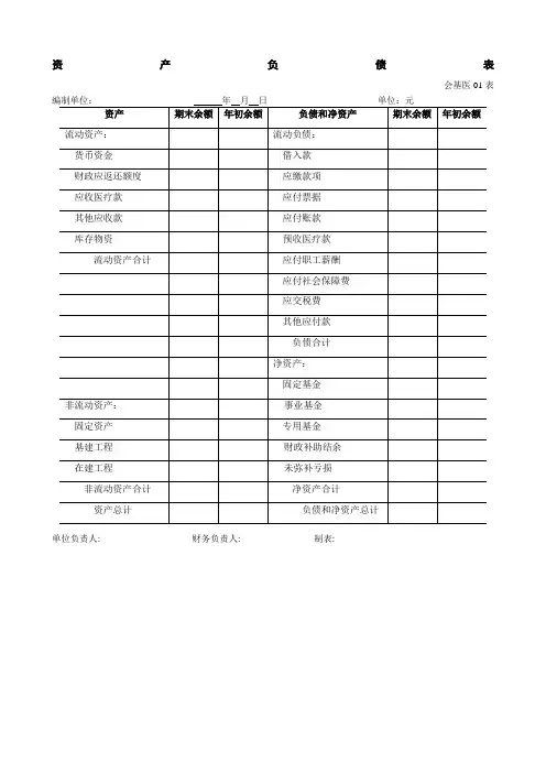 基层医疗卫生机构财务报表