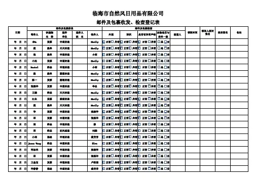 邮件及包裹收发检查登记表