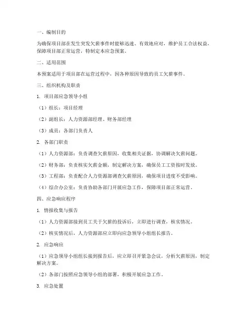 项目部突发欠薪应急预案