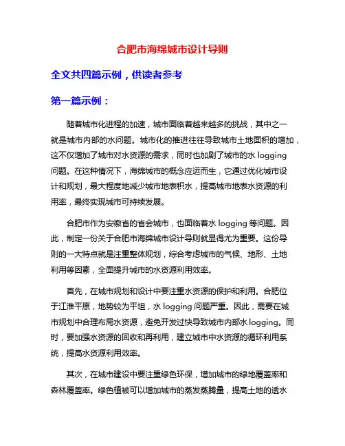 合肥市海绵城市设计导则