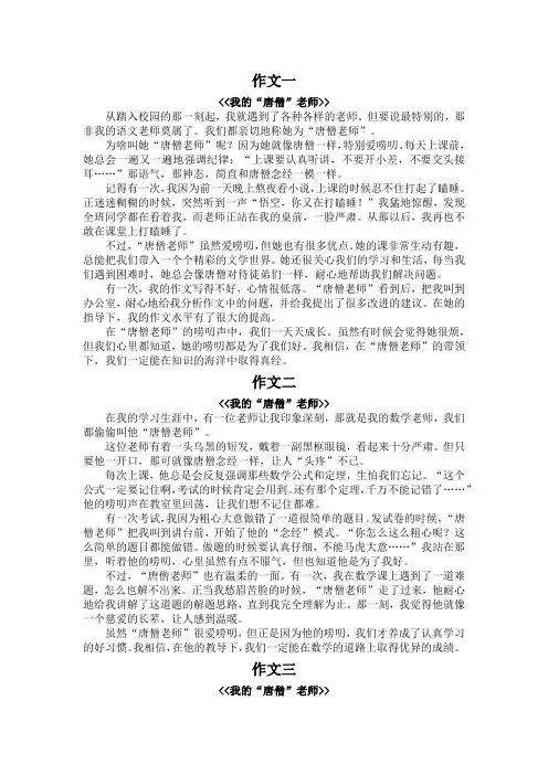 我的唐僧老师500字优秀作文