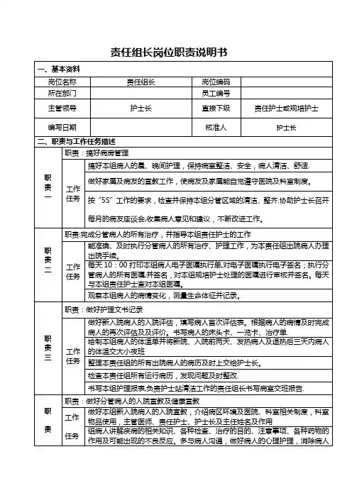 责任组长岗位职责说明书 (2)
