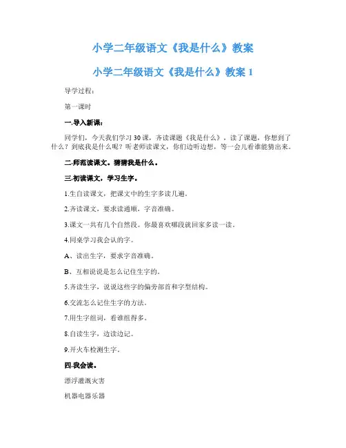 小学二年级语文《我是什么》教案