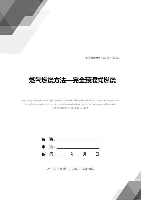 燃气燃烧方法—完全预混式燃烧