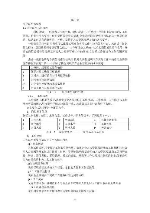 岗位说明书的编写