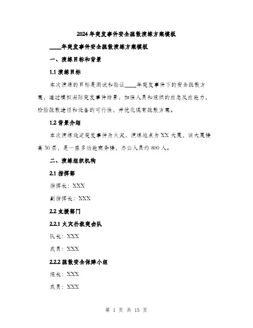 2024年突发事件安全疏散演练方案模板(3篇)
