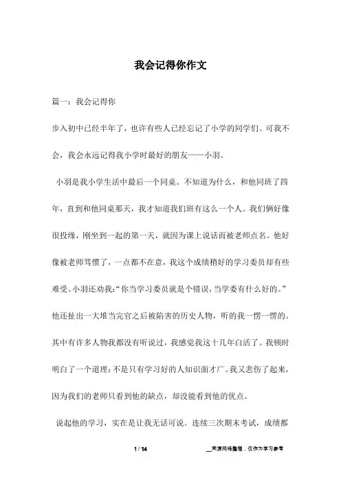我会记得你作文