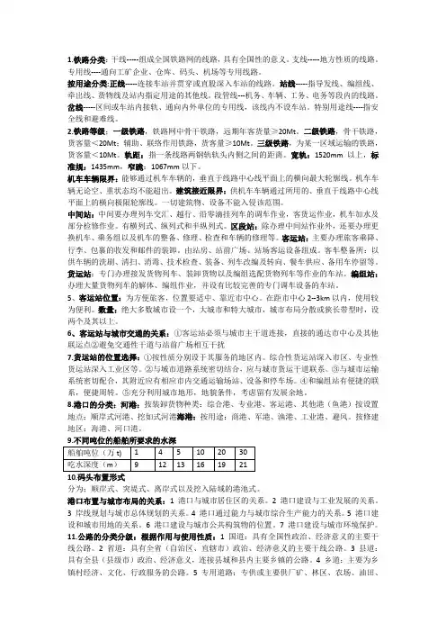 道路交通规划复习提纲