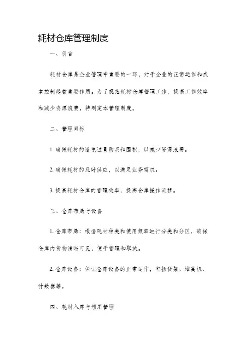 耗材仓库管理制度