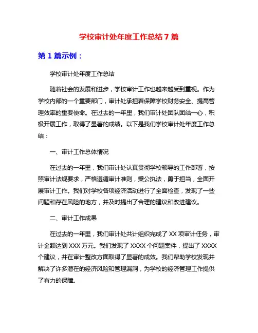 学校审计处年度工作总结7篇