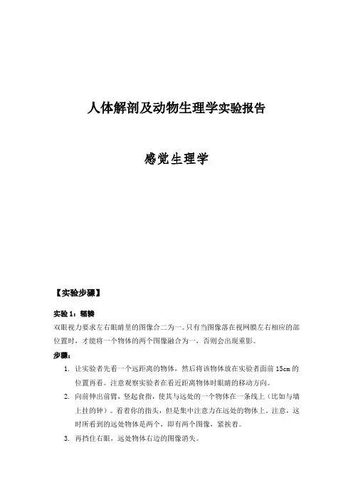 人体解剖及动物生理学实验感觉生理学