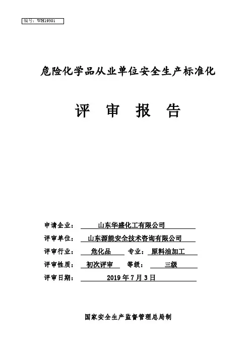 山东华盛公司安全标准化评审报告(发企业整改)(1)