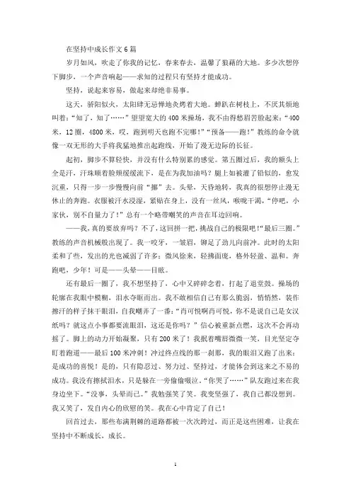 在坚持中成长作文6篇(精选)