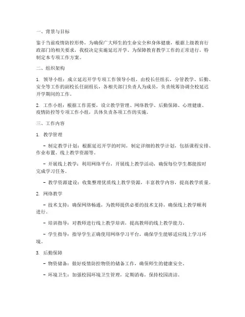 延迟开学专项工作方案