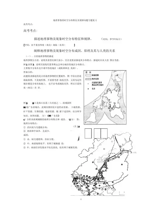地理事象的时空分布特征及规律问题专题复习